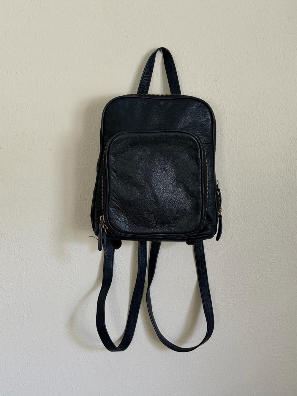 Margot Black Leather Backpack - Adjustable Straps